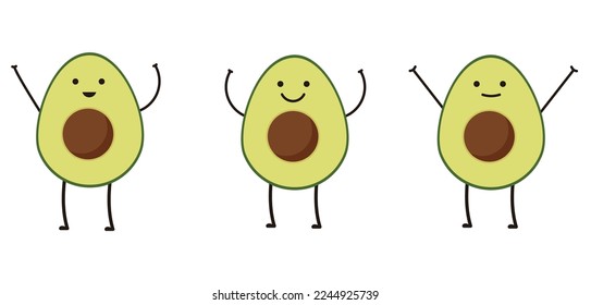 Cute avocado character. Vector illustration for birthday invitations, postcards and stickers