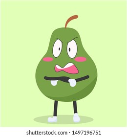 Cute avocado characters with angry expressions vector illustration,avocado vector