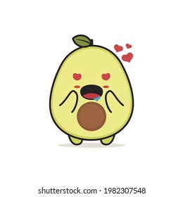cute avocado characters. with a dazzled expression