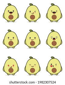 cute avocado characters. with different facial expressions.