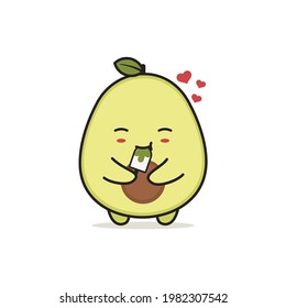 cute avocado characters. enjoy delicious ice cream