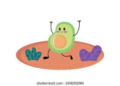 Cute avocado characters. vector illustration in cartoon style