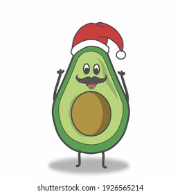 cute avocado Christmas character vector template design illustration