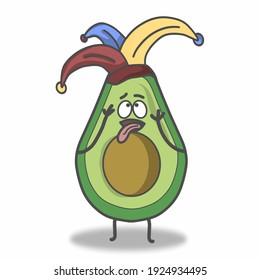 cute avocado clown character vector template design illustration