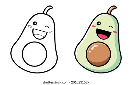 Cute avocado coloring page for kids