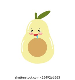 Cute Avocado Detailed Vector Icon. Cartoon Avocado