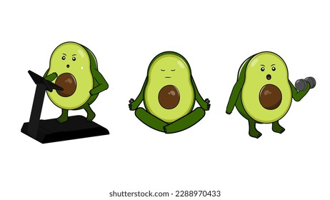 cute avocado exercise, maintain health, strong