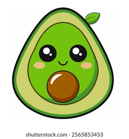 cute avocado with eyes vector illustration