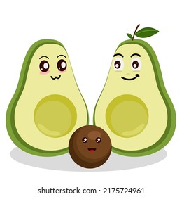 Cute Avocado Family Love Vector