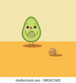 Cute Avocado fruit cartoon character