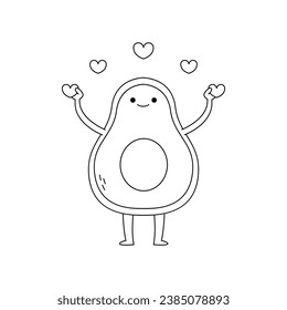 Cute avocado fruit cartoon character spreading love doodle