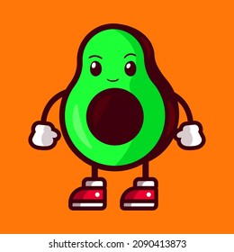 cute avocado fruit character vector