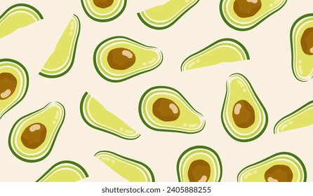 Cute avocado fruits pattern background vector design