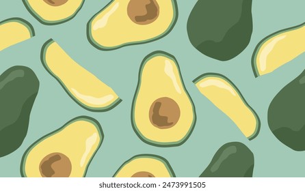 Cute avocado fruits pattern background vector design