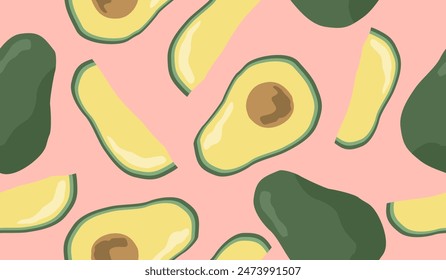 Nette Avocado-Früchte Muster Hintergrund Vektorgrafik Design