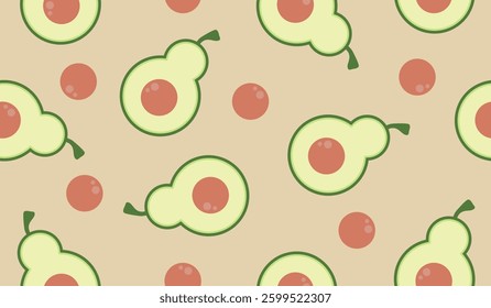 Cute avocado fruits pattern background vector design