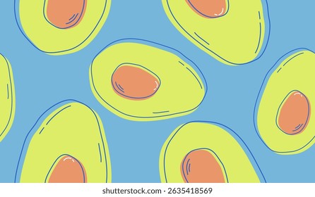 Cute avocado fruits pattern background vector design