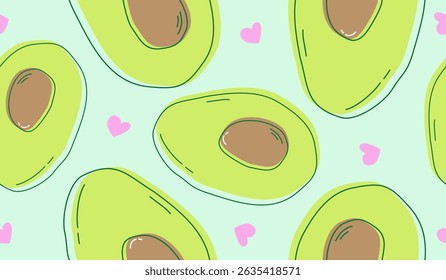 Diseño lindo del Vector del fondo del patrón de las frutas del aguacate