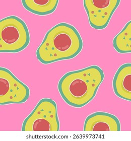 Cute avocado fruits pattern background vector design