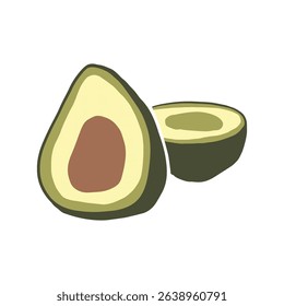 Cute avocado hand drawing illustration. flat design style. colorful and editable vector