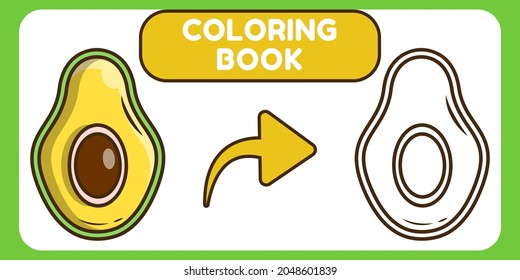 Cute avocado hand drawn cartoon doodle coloring book for kids