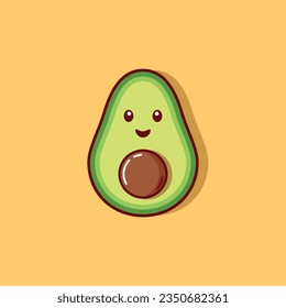 Cute avocado illustration design, happy avocado vector illustration design