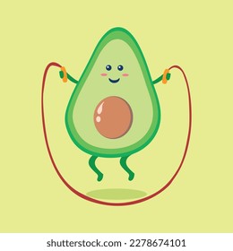 Cute Avocado Jump Rope Cartoon
