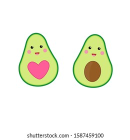 Cute Avocado Kawaii Couple with Love