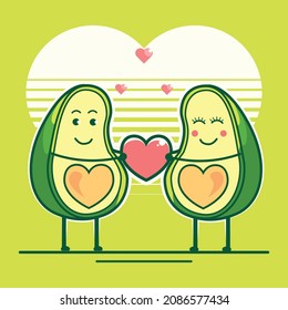 cute avocado in love cartoon