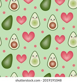 Cute avocado and love hearts pattern