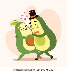 Cute avocado Liebhaber tanzen salsa