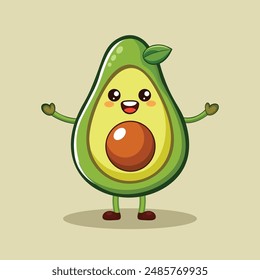 
Nette Avocado Maskottchen Cartoon Charakter flache Illustration