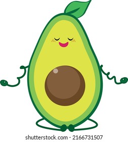 cute avocado meditate sticker  character icon vector illustration design 