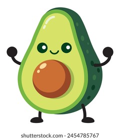 Cute avocado pear fruit cartoon character vector illustration