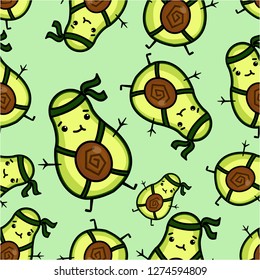 cute avocado seamless pattern vector