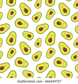 Cute Avocado Seamless Pattern Vector