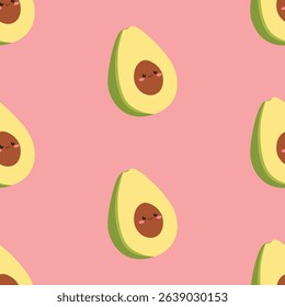 Cute Avocado Seamless Vector Pattern.Pattern for Summer textile,wrapping paper,background,texture