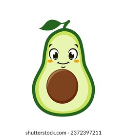 cute avocado smile cartoon vector 