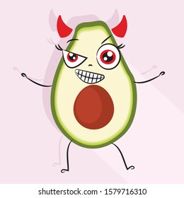 cute avocado, avocado sticker, character with funny face