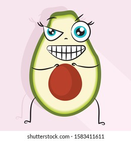 cute avocado, avocado sticker, character with funny face