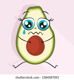 cute avocado, avocado sticker, character with funny face