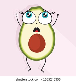 cute avocado, avocado sticker, character with funny face