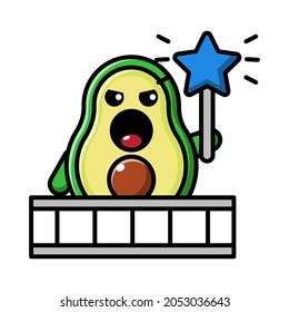 Cute Avocado Using Special Effects Icon Illustration Vector Graphic