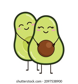 Cute Avocado Vector Icon. Cartoon Avocado illustration isolated on white background.