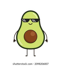 Cute Avocado Vector Icon. Cartoon Avocado illustration isolated on white background.