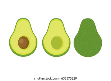 Cute  avocado. Vector set