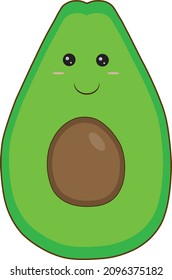 Cute avocado vegetable isolated illsutration for kids vector