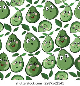 cute avocadoes seamless pattern, Vector illustration