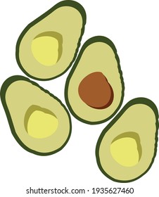cute avocados with blank background