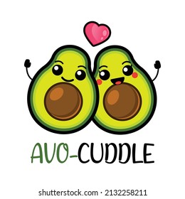 Cute avocados couple with pun quotes